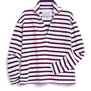 Frank & Eileen Patrick Popover Henley French Stripe Red White Navy
